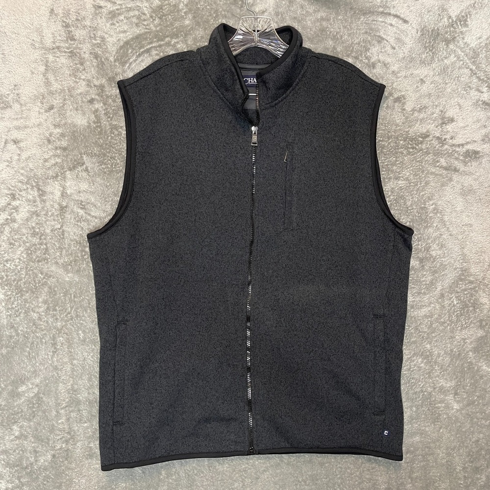 Chaps Men Golf Classic Stretch Fleece Full Zip Sweater Vest Sleeveless XL Gray